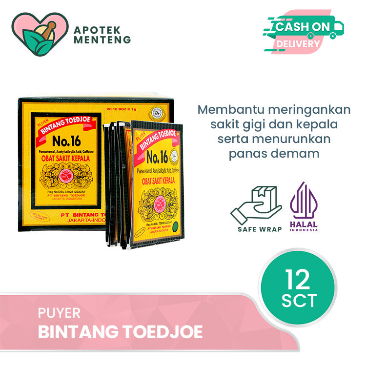 Puyer Bintang Toedjoe Renceng 12 Sachet - Puyer Pereda Sakit Kepala dan Sakit Gigi