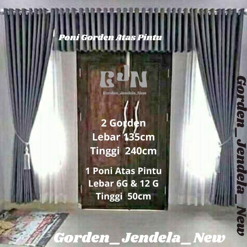 Gorden Blackout Polos 1 Set  (2 Gorden + 1 poni atas pintu) Gorden Blackout Polos Gorden Sangat Teba