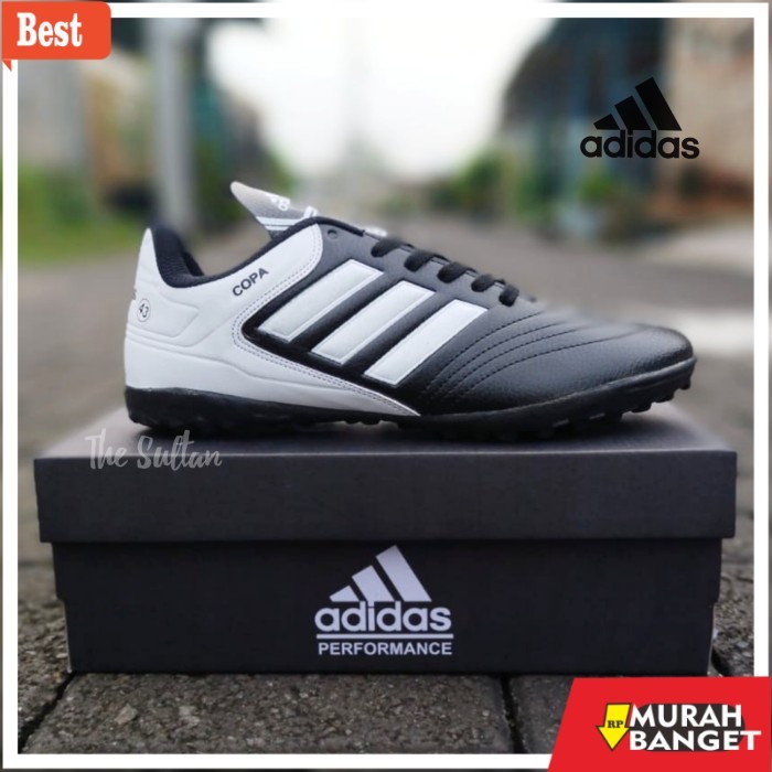 rekomendasi sepatu futsal Sepatu pria adidas futsal copa mundial murah cod - Hitam Putih, 43