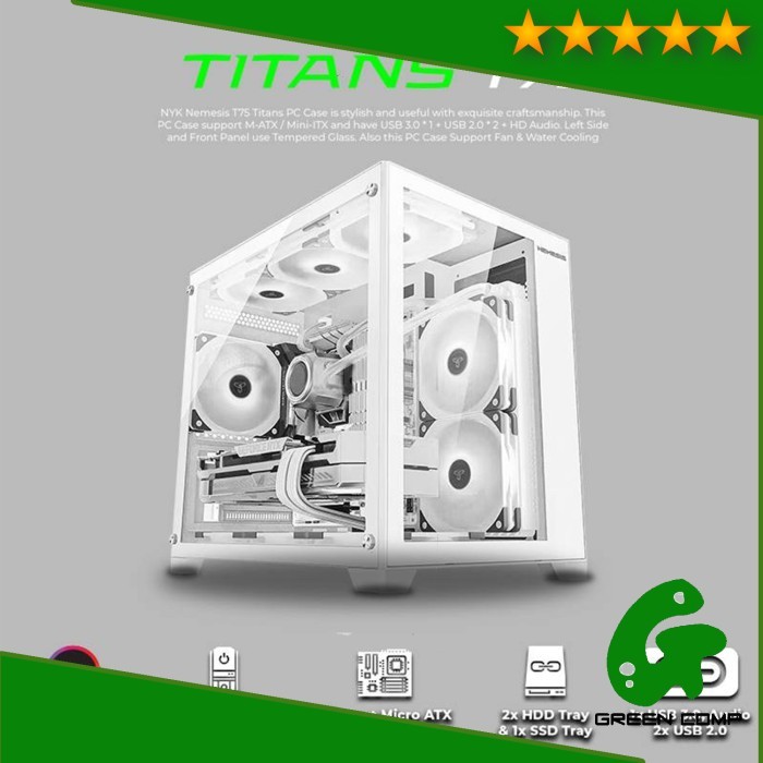 Case PC NYK Nemesis Titans T75 White PC CASING GAMING