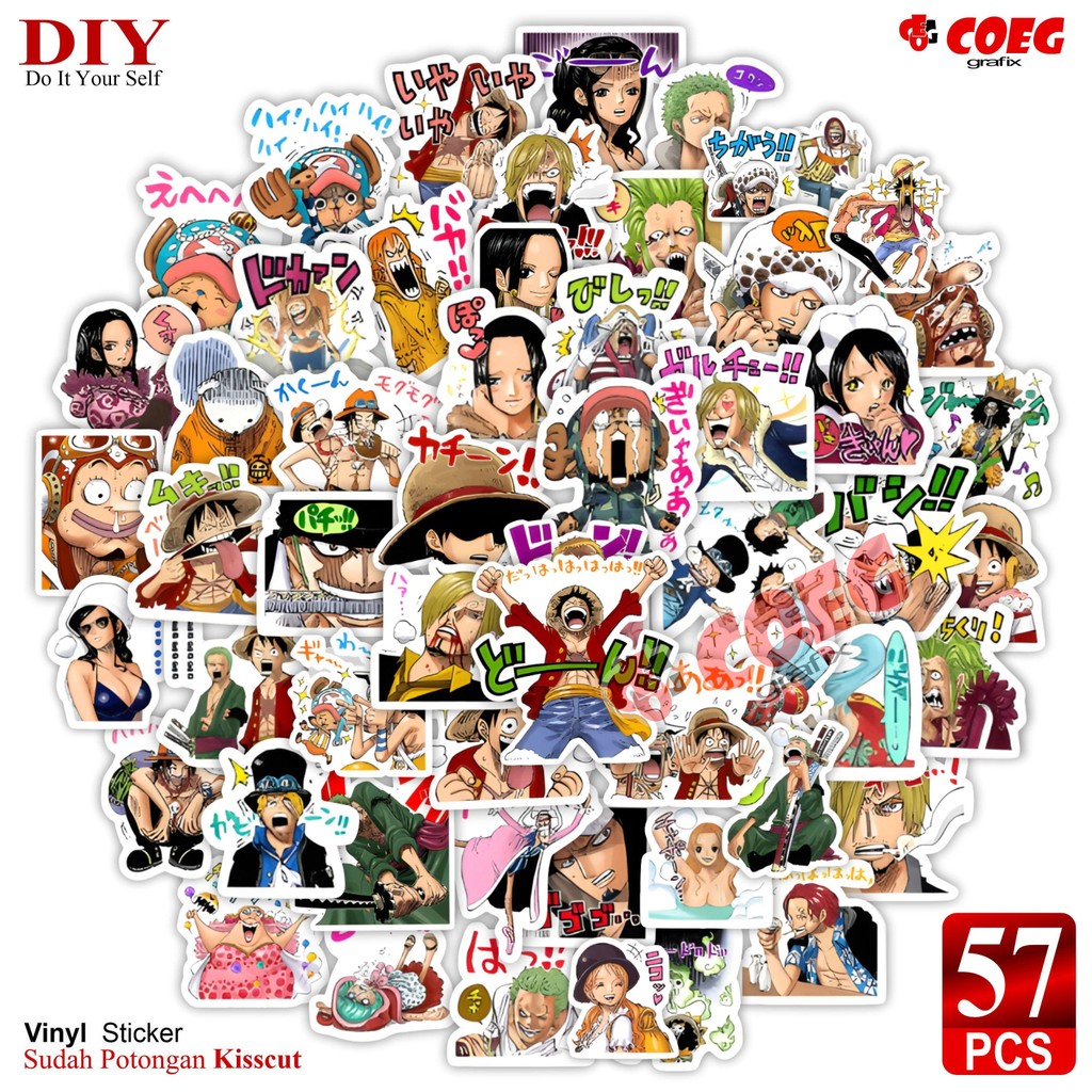 

57PCS One Piece Stickers CG116 DIY Anti Air Sudah Dicutting untuk Helm, Laptop, Kulkas, Phone, Motorcycle Graffiti Decal Packs