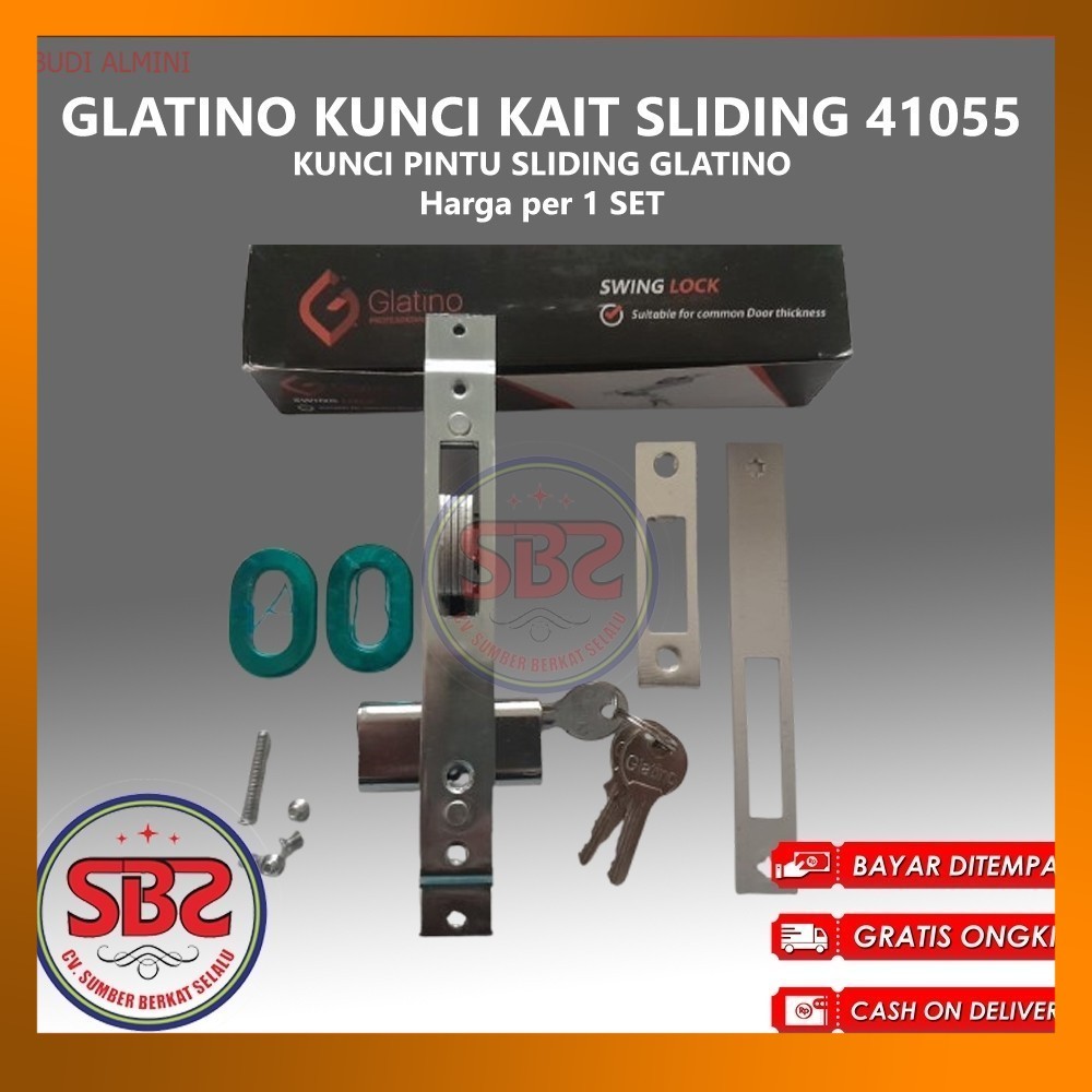 GLATINO Kunci Pintu Sliding KAIT Glatino 41055 / Kunci Pintu Almunium Sliding / Kunci Kait Pintu