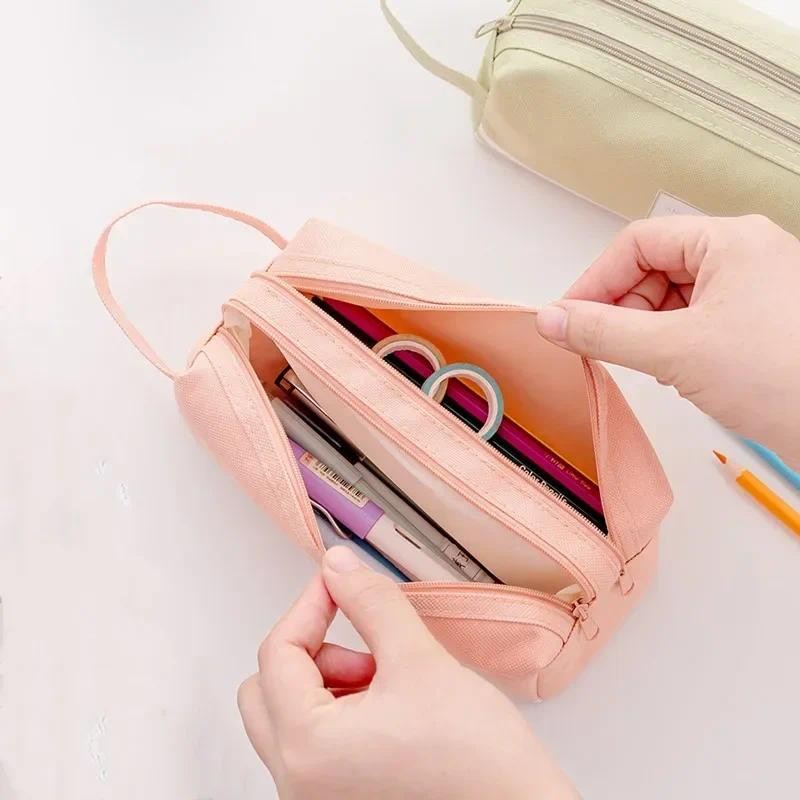 

Double layer Pencil Case Zipper Pencil Bag Pen Pouch Large Capacity Washable Stationery storage Bag School Office Supplies