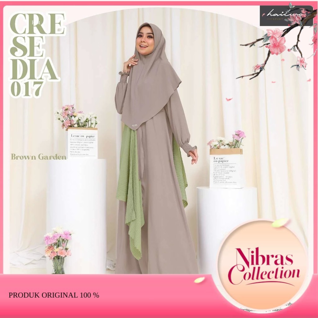 Nibras - Cresedia 017 GAMIS DEWASA HAITWO Original 100% Bahan Morelli Stretch mix Pleats
 size XS - 