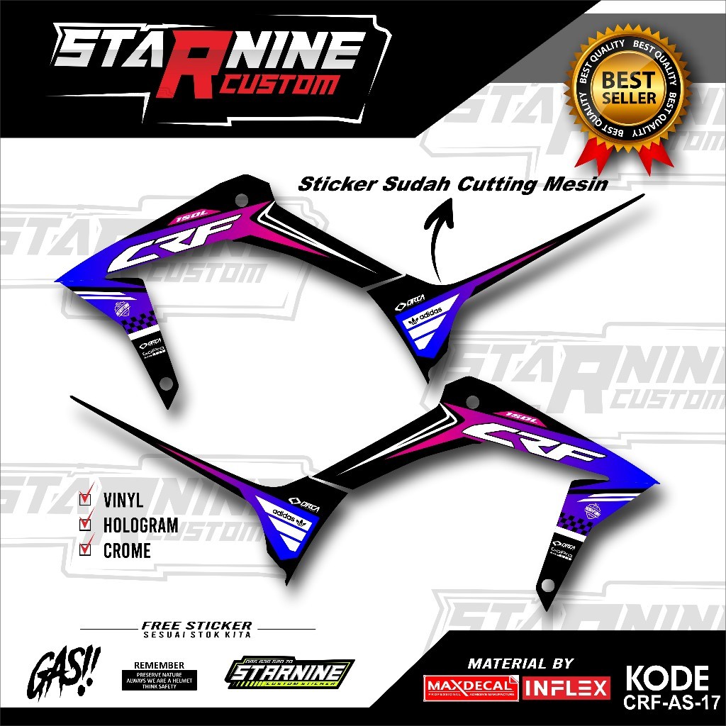 Striping Decal CRF Minimalis Stiker CRF 150 L Lama/Baru Vinyl,Hologram,Chrome