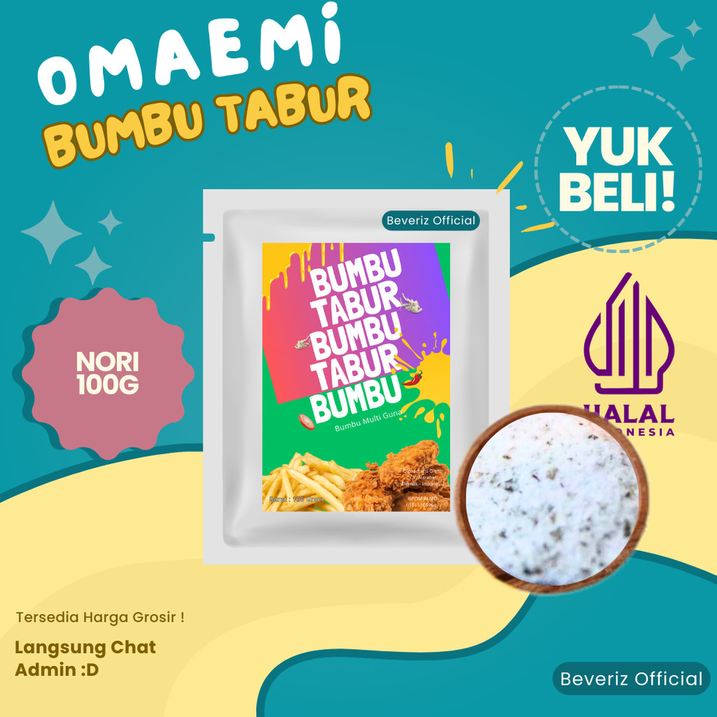 

BEVERIZ Nori | Seaweed Nori Bumbu Tabur Penyedap Rasa Kemasan 100gram {BISA COD}{TERSEDIA HARGA GROSIR}