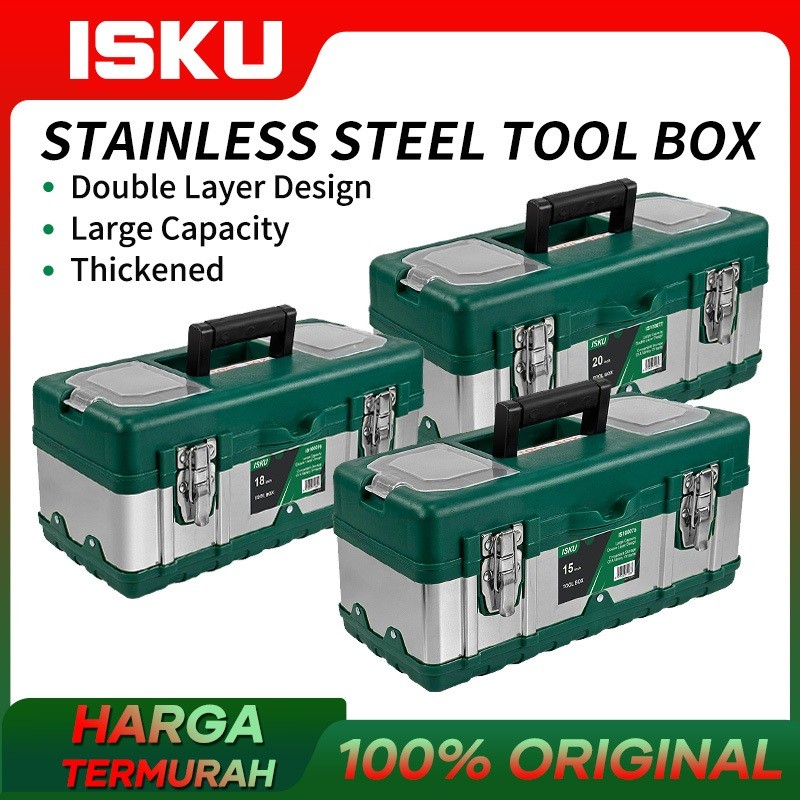 jf53ed ISKU Tool box Besar 20 Inch Box Alat Perkakas Tool Box Bahan Stainless Steel Kotak Perkakas