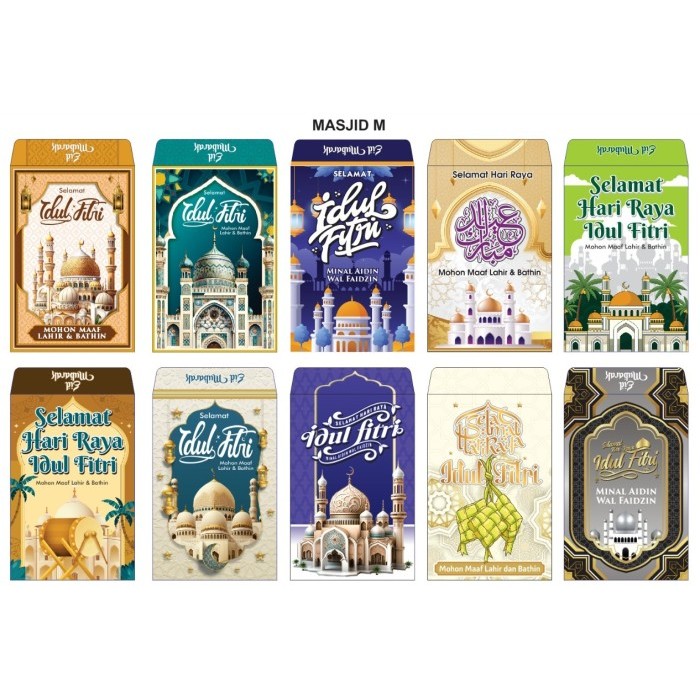 

AMPAU 50 LEMBAR / amplop lebaran masjid DF medium UK 11X7CM - MIX MASJID DF