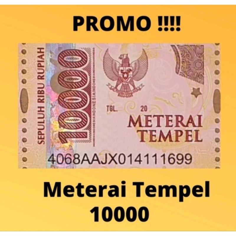 

Meterai 10000 tempel 25 pcs original grosir ( HARGA PER 25 KEPING/PCS) RESMI PERURI TERUJI ULTRAVIOLET