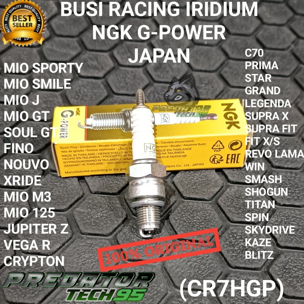 BUSI RACING NGK G-POWER CR7HGP ORIGINAL JAPAN GRAND SUPRA X FIT REVO LAMA WIN MIO NOUVO JUPITER Z VE