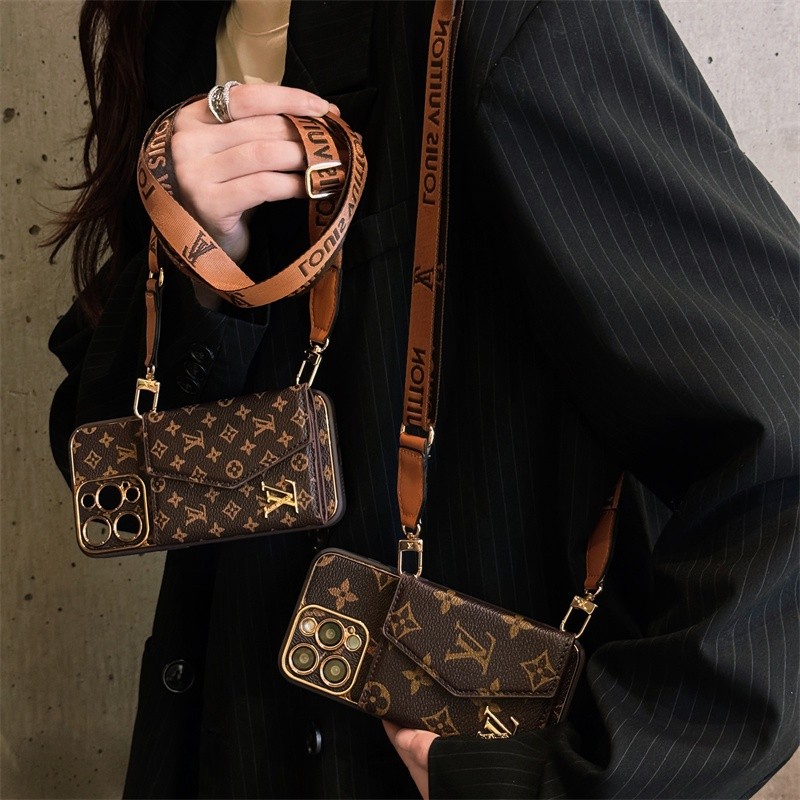 ✘ Fashion brand organ card bag crossbody phone case for iPhone16 Pro Max 15 Pro Max 14 Pro Max 13 13