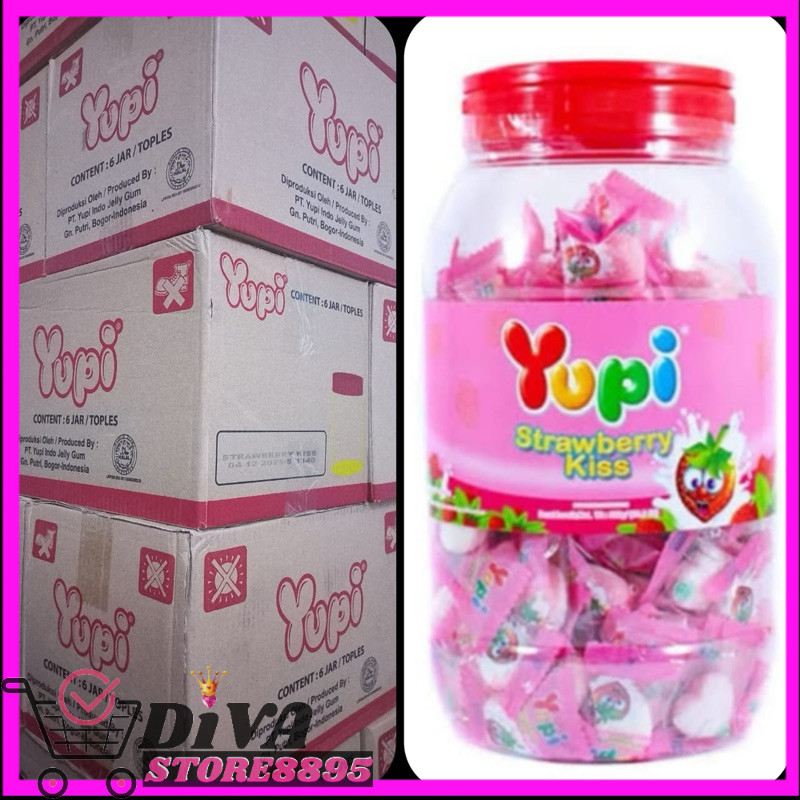 

TOPLES 1 300 gr ( 1 dus isi 6 toples ) Yupi Pink StrawberryKiss / permen Yupi 1 karton/dus