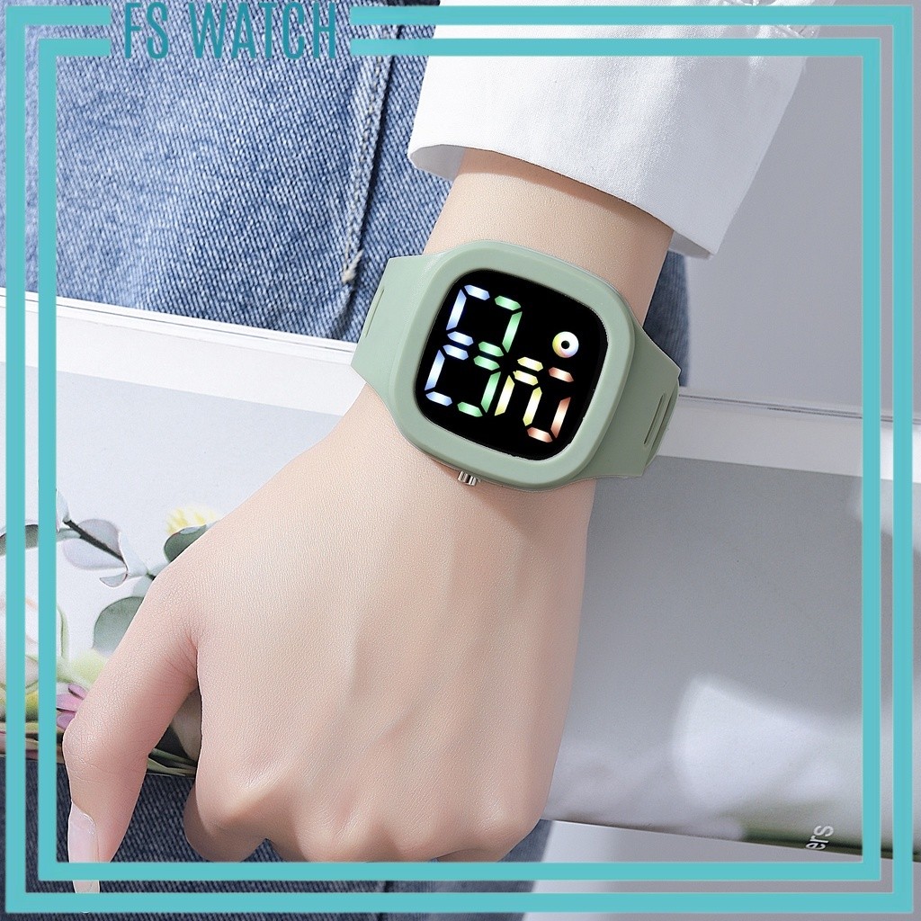 FSW Jam Tangan Digital Wanita Pria Tahan Air Fashion Watch LED Tampilan Layar Besar Dengan Font Warn