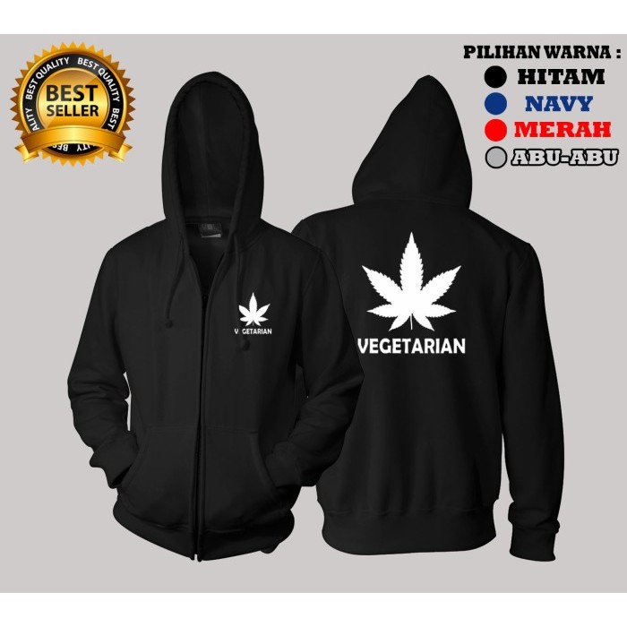 NEW JAKET SWEATER HOODIE ZIPPER  420 VEGETARIAN VEGAN Pria Wanita USN