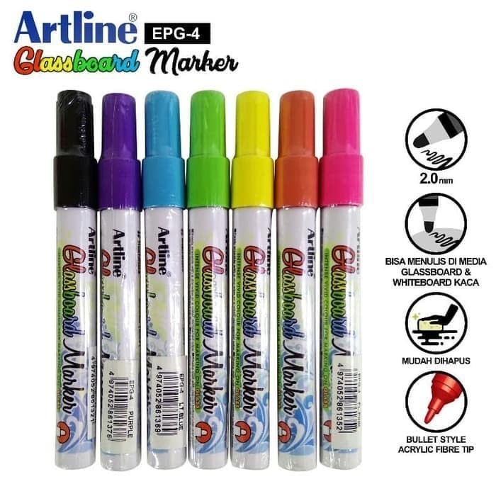 

TERBARU Spidol Kaca Artline EPG-4 Glassboard Marker Non Permanent Original - Hitam