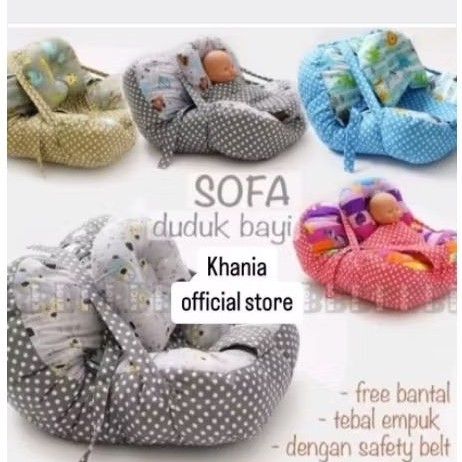 Sofa duduk bayi dengan sabuk pengaman gesper multifungsi