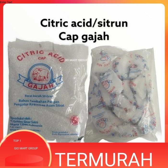 

( 1 DUS ) citric acid cap gajah 1 DUS asam citrun pemutih pembersih isi 5kg