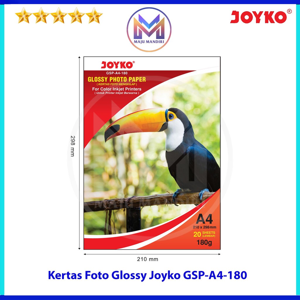 

Kertas Foto Glossy Joyko 180g Glossy Photo Paper / Kertas Cetak Foto