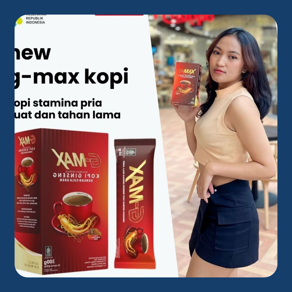 

G-MAX Minuman Serbuk Kopi penambah stamina pria tahan lama dengan Gula Aren dan extra gingseng Halal & BPOM Aman Ampuh