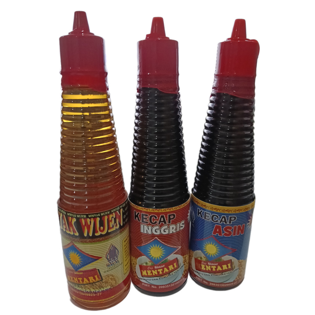

Paket Isi 3 Botol Cap Sinar Mentari 150 Ml - Minyak Wijen, Kecap Inggris, Kecap Asin