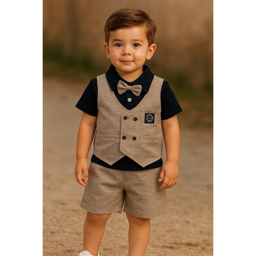 Maxwellpro Setelan Kemeja Rompi Anak Laki-Laki Dafa K013