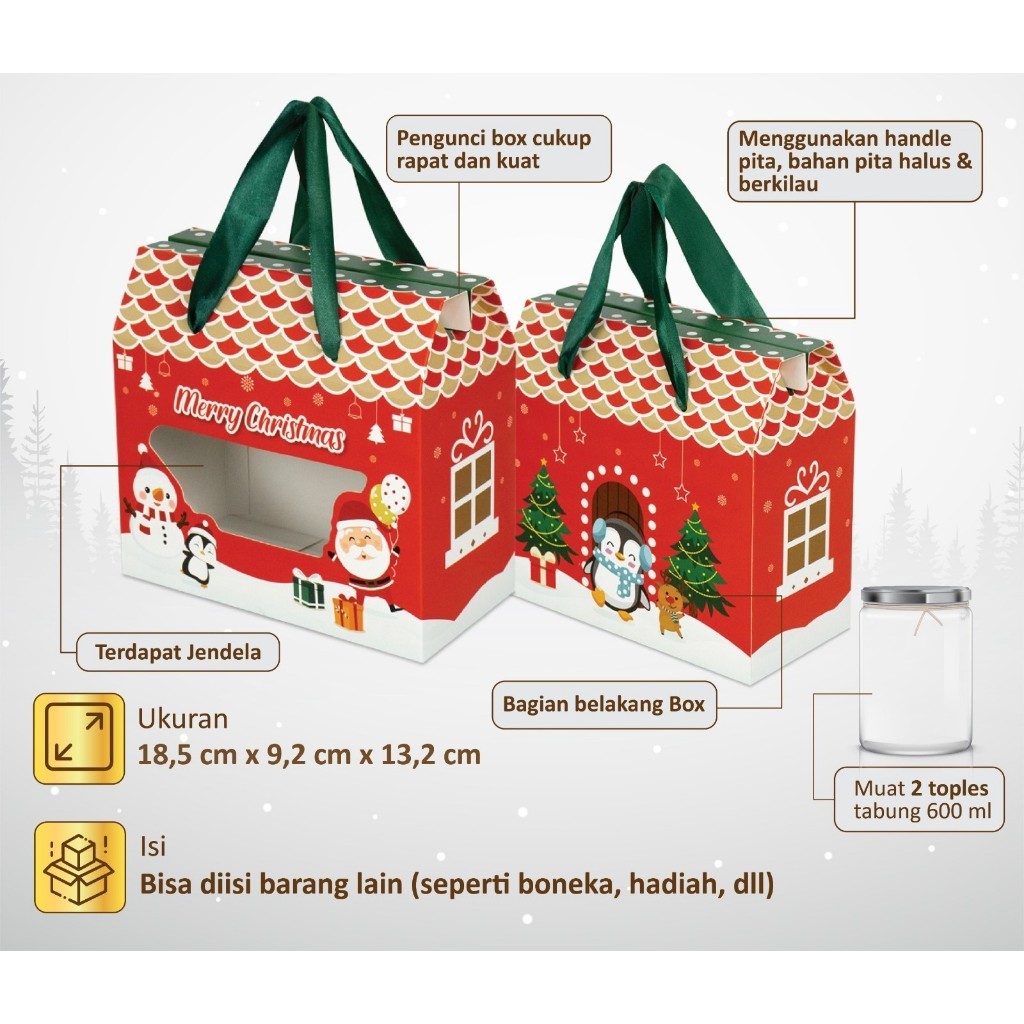 

[oddsolshop] pekanbaru/Christmas Hampers Box / Kotak Hampers Natal Cbx Toples Handle Pita