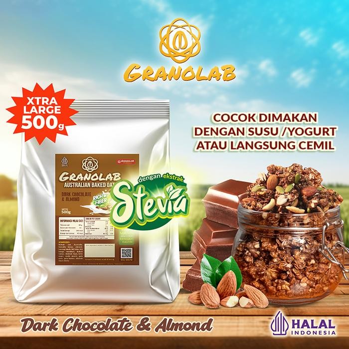 

[Best Seller] Sereal Granola 500gr Dark Chocolate Almond - Granolab Muesli - Bag Alu Foil