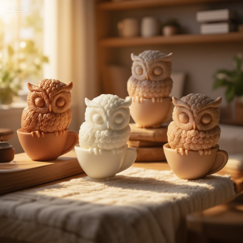 

3D Owl Silicone Candle Mold Cute Animal Ice Cube Chocolate Baking Mould Handmade Soap Gypsum Crafts Resin Casting Tool Home Gift