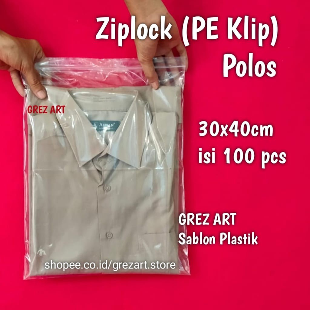 TEBAL - Plastik Klip Ziplock 30x40 (isi 100pcs), Plastik Baju Kaos Murah Original