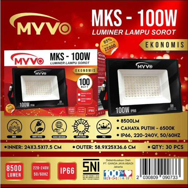 MYVO LAMPU LED HEAVY DUTY Lampu Sorot / Tembak LED merk MYVO 100W 100 watt flood light