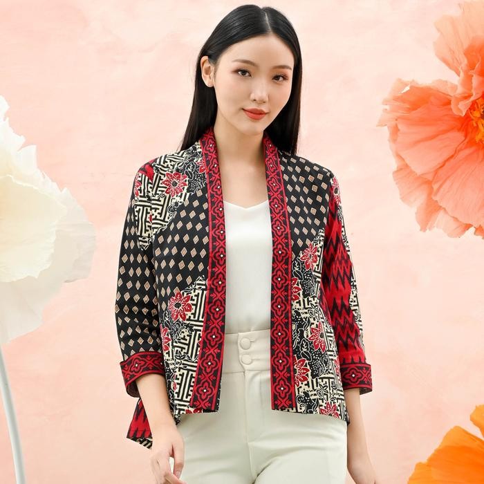 Outer Batik Wanita Modern - Blazer Batik Casual Formal - Atasan Batik Kantor Wanita Elegan