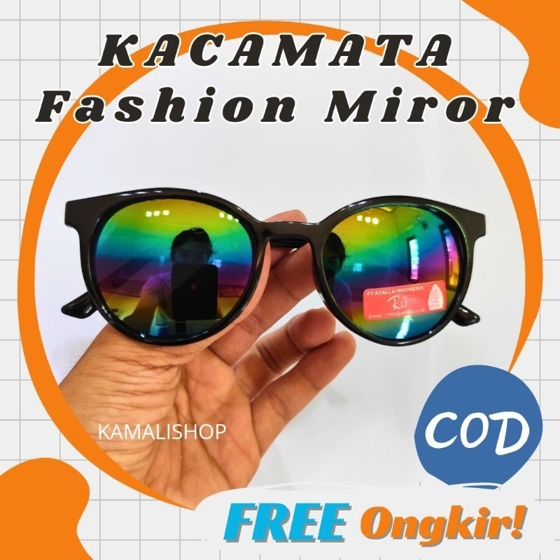 Kacamata Hitam Fashion Miror Frame Bulat Pria dan Wanita