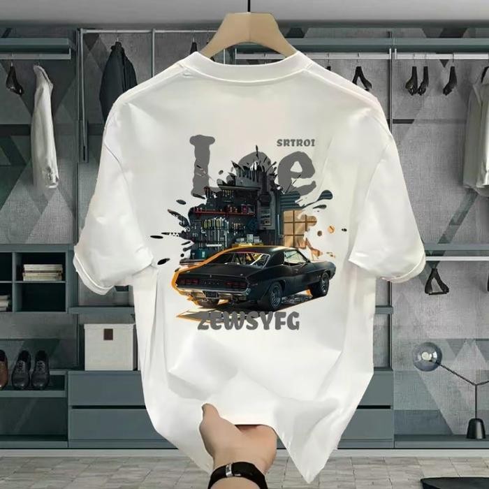 (COD) Kaus lengan pendek leher bulat bermotif katun grafis terlaris untuk pria dan wanita, atasan tr