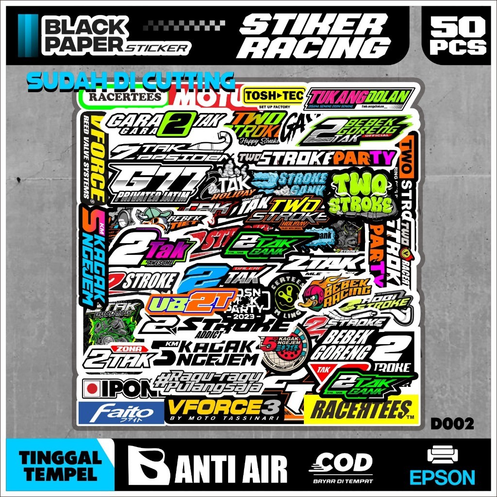

stiker racing 2tak 50pcs stiker decorasi stiker case tinggal tempel KECE