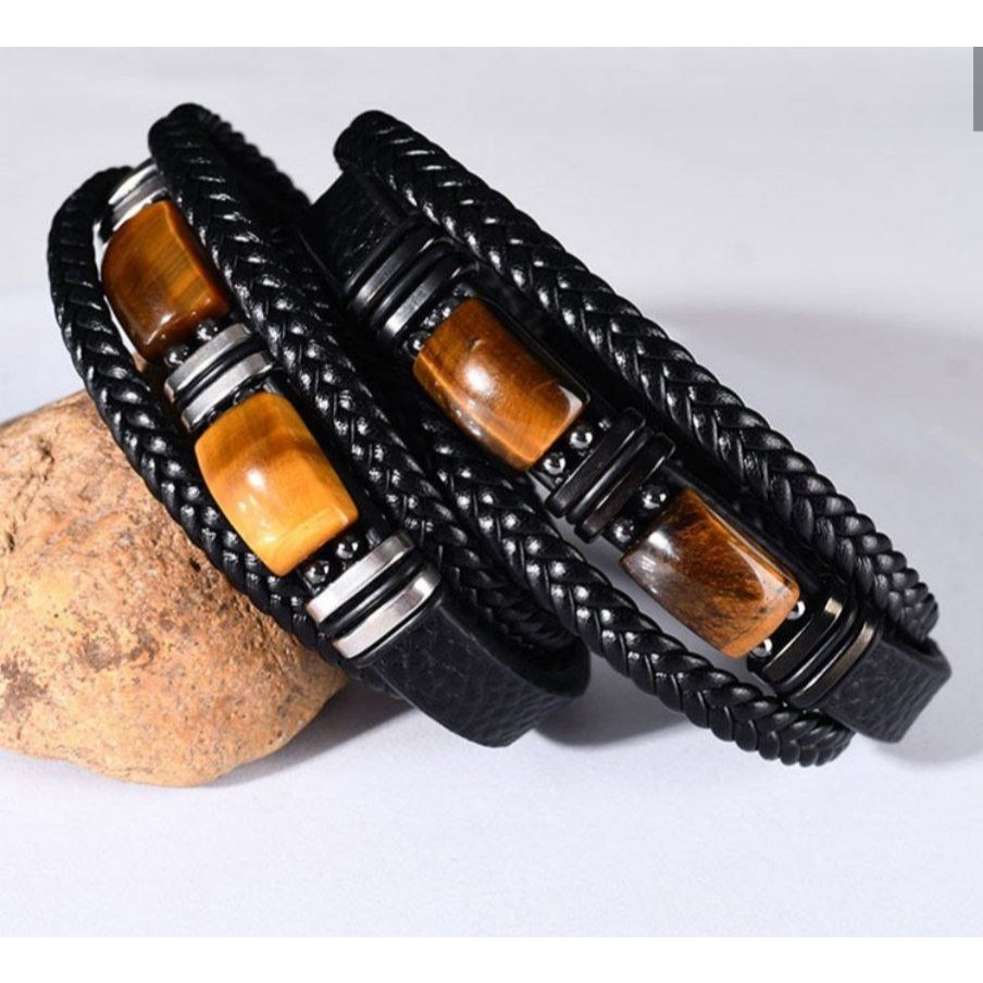 Gelang Kulit Kepang Mata Harimau /Gelang Batu Mata Harimau Gelang Kulit Tali BEST SELLER | EG