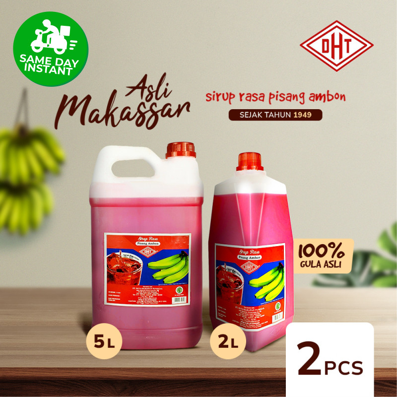 

[KHUSUS INSTANT SAMEDAY] DHT Special Bundle - Sirup DHT Rasa Pisang Ambon 2Liter (1Pc) + 5Liter (1Pc)