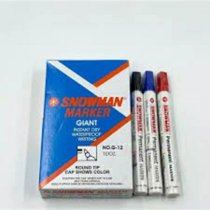 

[New Arrival] spidol snowman permanent (1 box : 12 pcs ) - Hitam