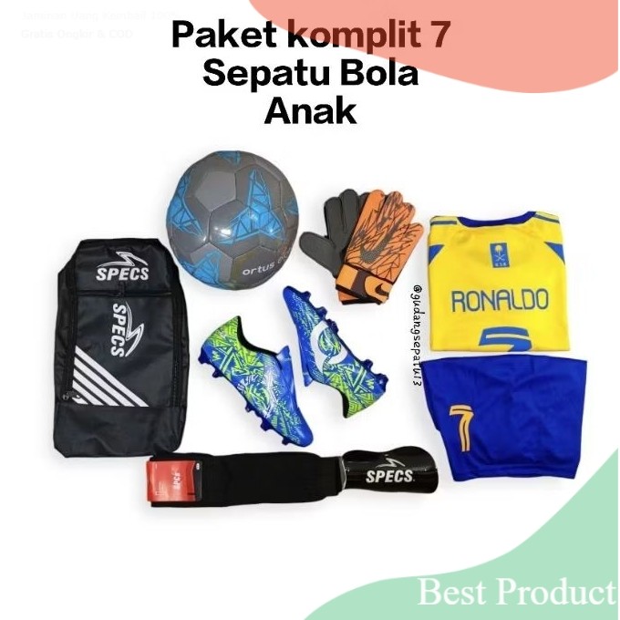 Sepatu Bola Anak Paket Komplit 7/Messi Cr7 ronaldo