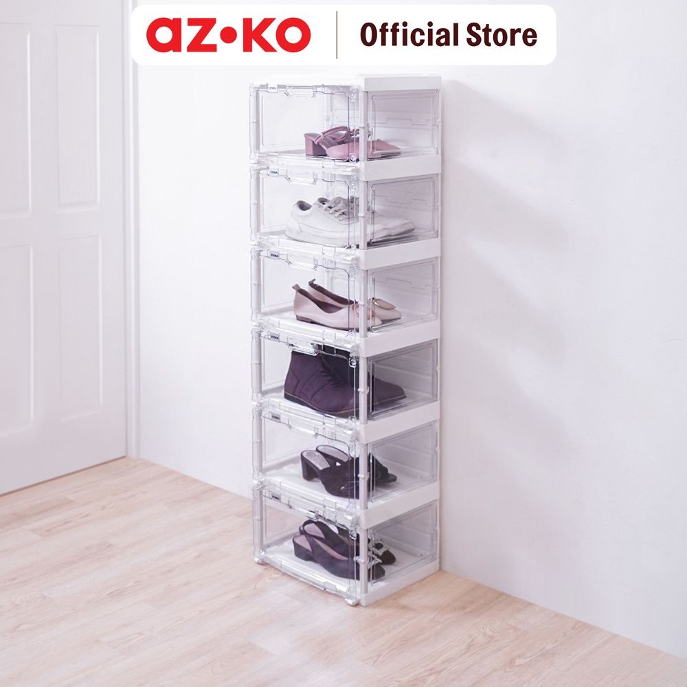 AZKO Stora Rak Sepatu Lipat 6 Tingkat Dengan Lampu Led Shoe Rack Organizer Sandal Sepatu Kabinet Ala