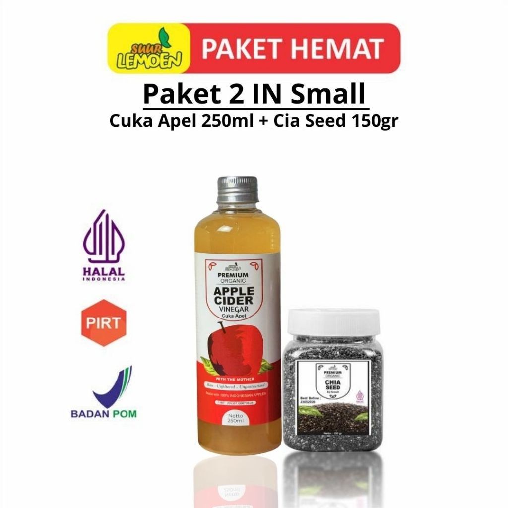 

BEST SELLER Paket Diet Sehat 2 in1 - Cuka Apel 250ml, dan Chia Seed 150gr By Suur Lemoen ID