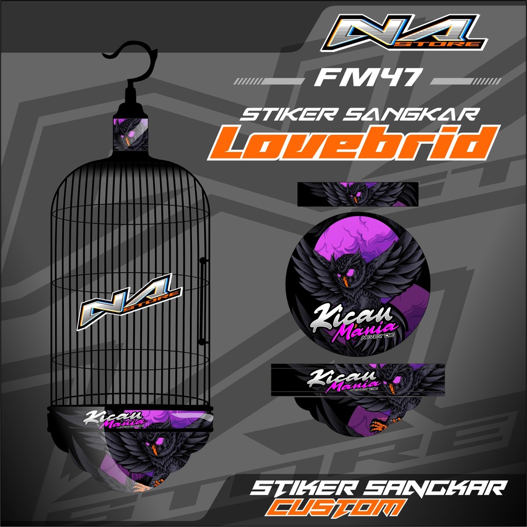 Stiker sangkar burung jenis love brid motif KICAU MANIA stiker premium berkualitas