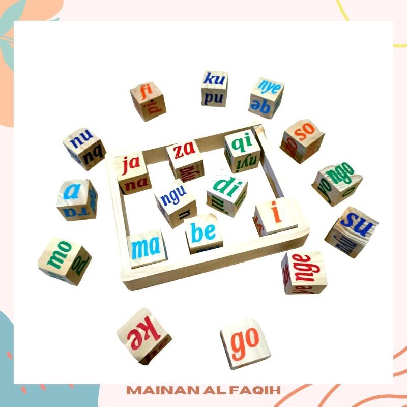 READYSTOCK Mainan kreatifitas anak / Mainan Edukatif Anak  Susun Balok Suku Kata/ Puzzle Kayu Belaja