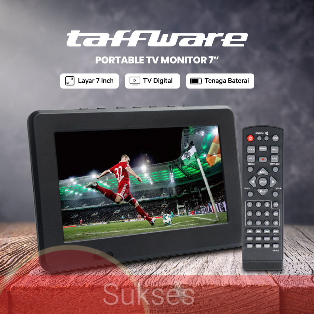 Taffware Portable TV Monitor Digital 7 Inch DVB-T2