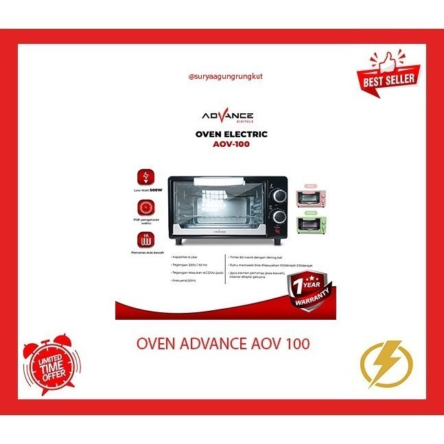 OVEN LISTRIK ADVANCE 9 LITER 500 WATT - AOV 100