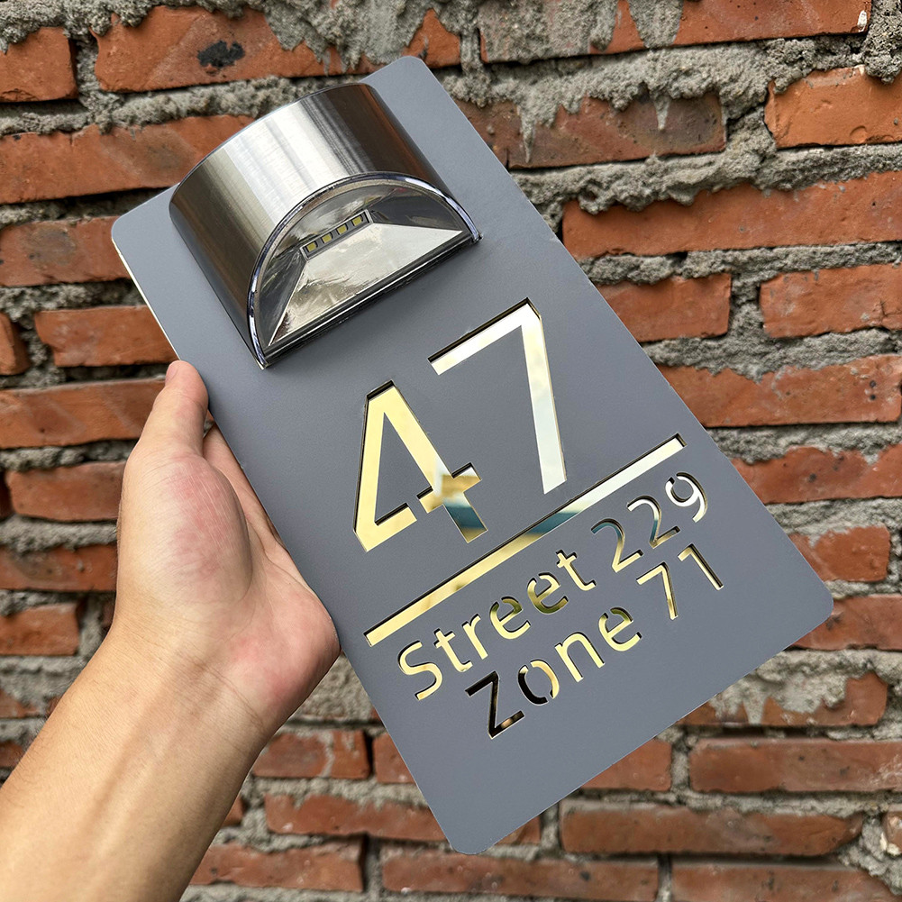 Custom House Number Sign 3D Solar LED Number Box Address Plaque LED Light Box Illuminated House Sign