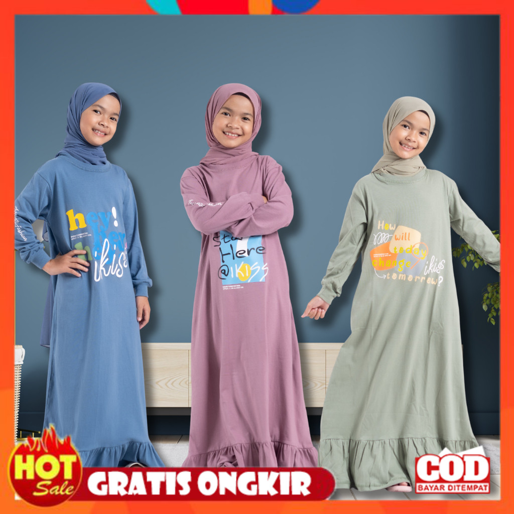 [PREMIUM ORIGINAL] Gamis Anak Perempuan bahan kaos Katun Premium 5 - 14 Tahun Longdress Gamis Anak P