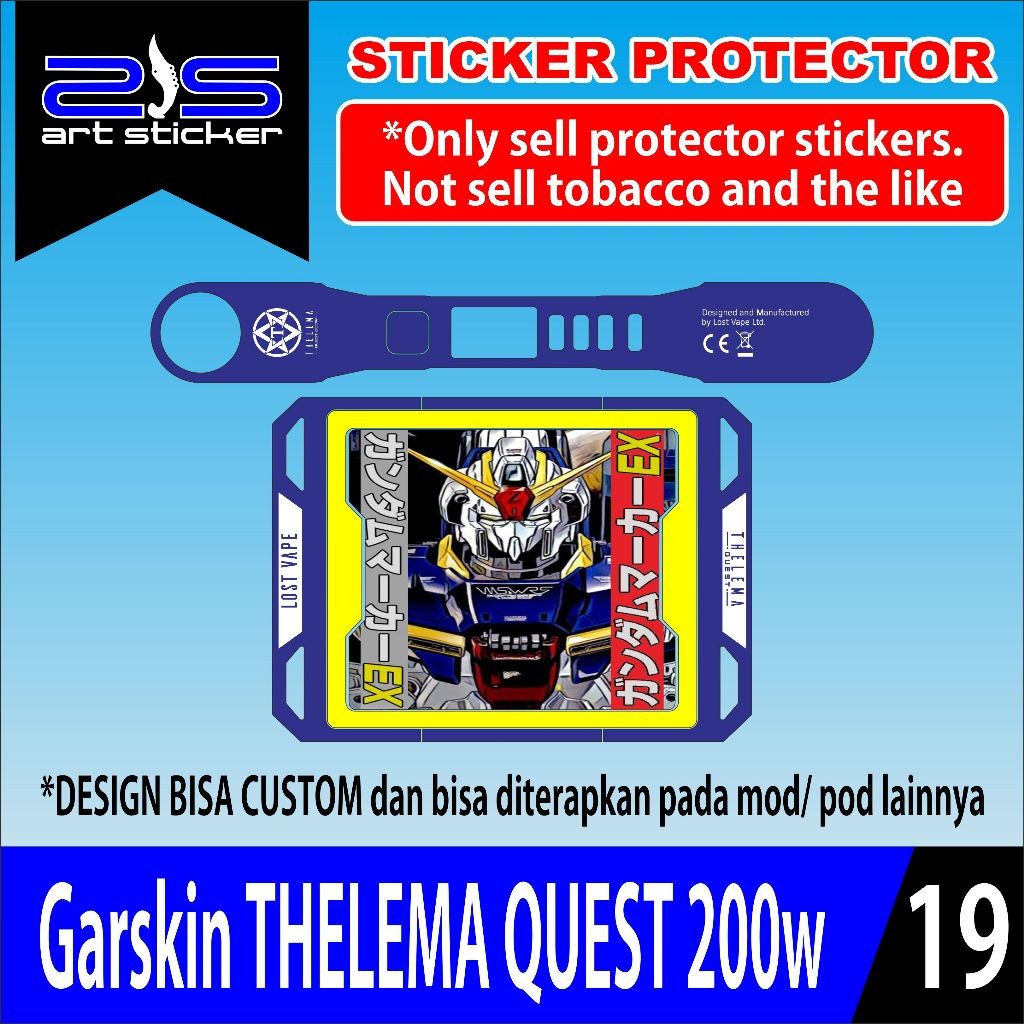 

StikerTelemaQuest UV Varnish Printing Gundam Blue garskin premium