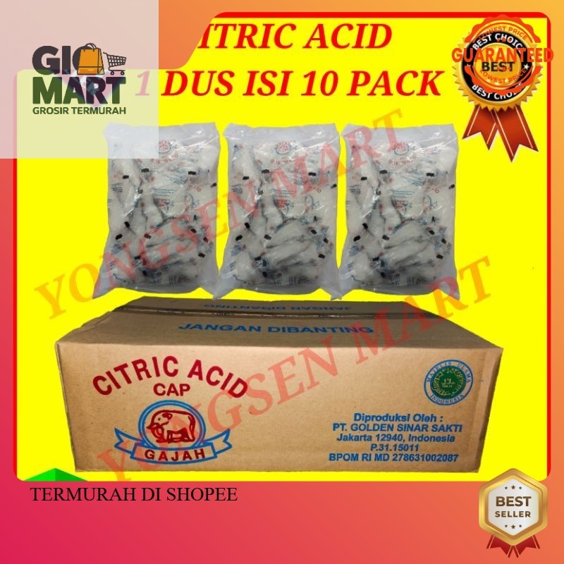 

( 1 DUS ) citric acid cap gajah 1 DUS asam citrun pemutih pembersih