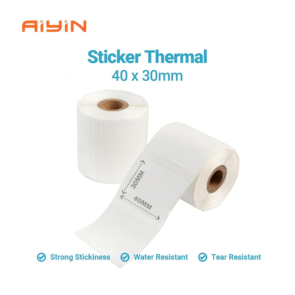 

AiYin Thermal Paper 40mm x 30mm 230pcs/Roll 60mm x 40mm 180pcs/Roll Label Sticker for AiYin ID240 AD240 E40 A81