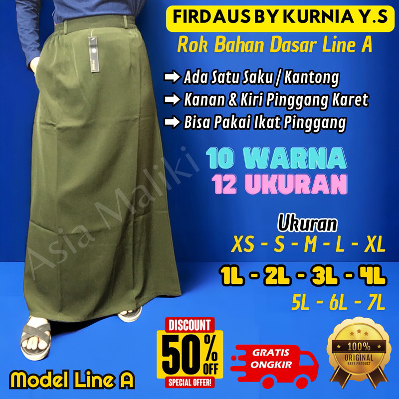 [DISKON SALE] Rok Bahan JUMBO Merk FIRDAUS Rok KURNIA YS Rok dasar Rok A ( Ada Kantong dan Pinggang 